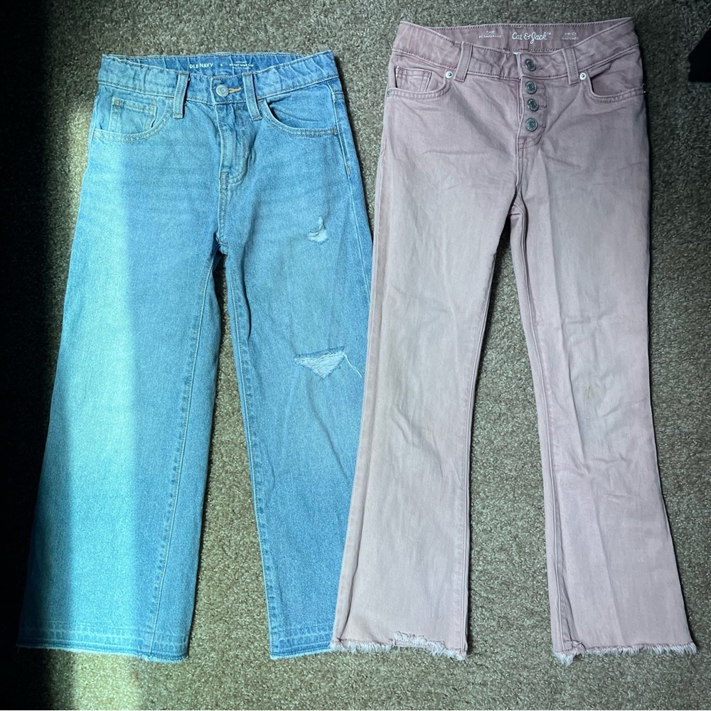 Old Navy + Cat & Jack Kids Light Blue Wide Leg and Pink Flare Jeans
